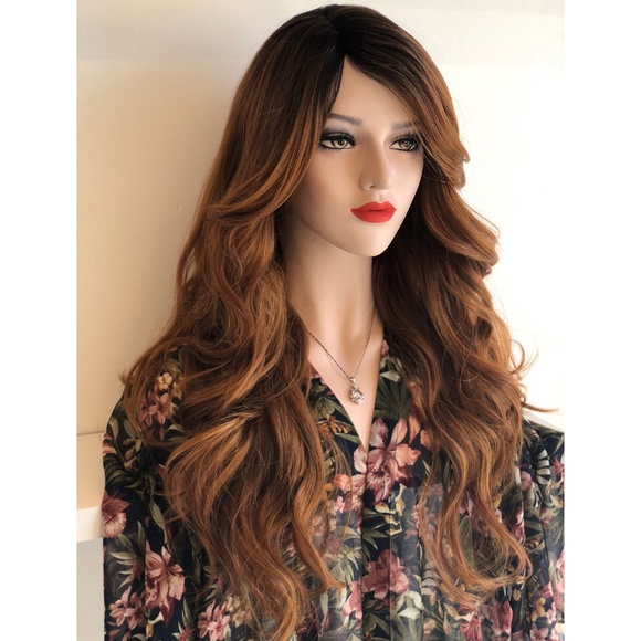 Her Wig Closet Accessories - 30" Side Part Auburn Brown Wavy Wig | Cecelia